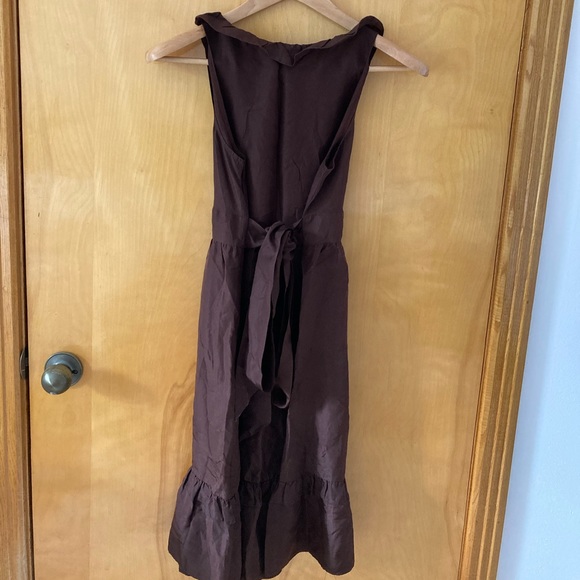 Maeve 100% silk chocolate brown midi dress (pre-owned) - Picture 3 of 8